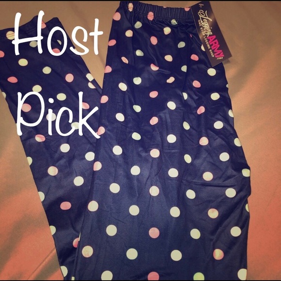 Pants - Host pick! Plus size leggings Polka dots on blue.